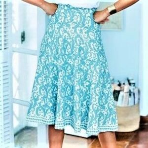BODEN 100% Linen Full Floral Skirt Blue Size 10